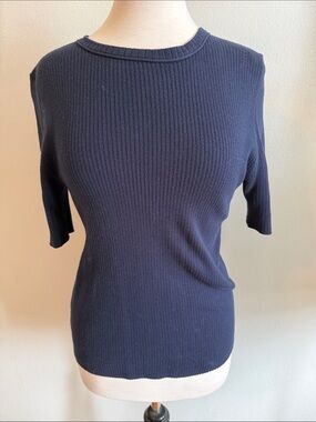 Margaret O'Leary Navy Ribbed Tee